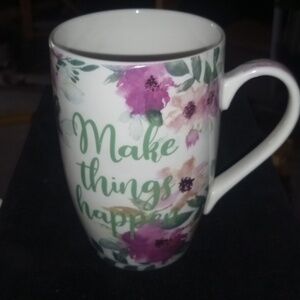 Inspirational Floral Mug - Green and Pink